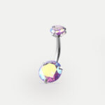 Gem Double Prong Set Navel Barbell 14G