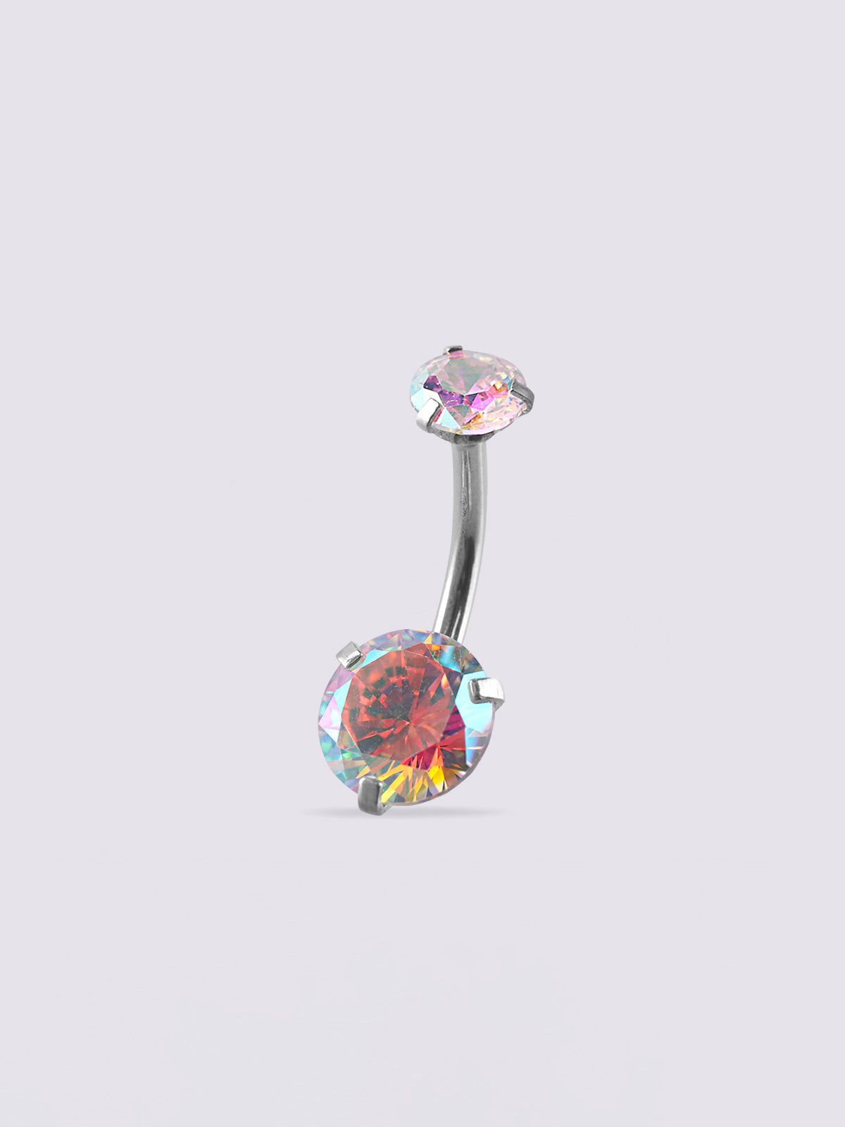 Gem Double Prong Set Navel Barbell 14G - Image 1