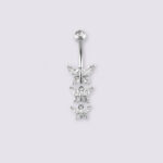 Gem Triple Butterfly Navel Barbell 14G