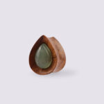 Olive Wood Aventurine Teardrop Plug 12mm
