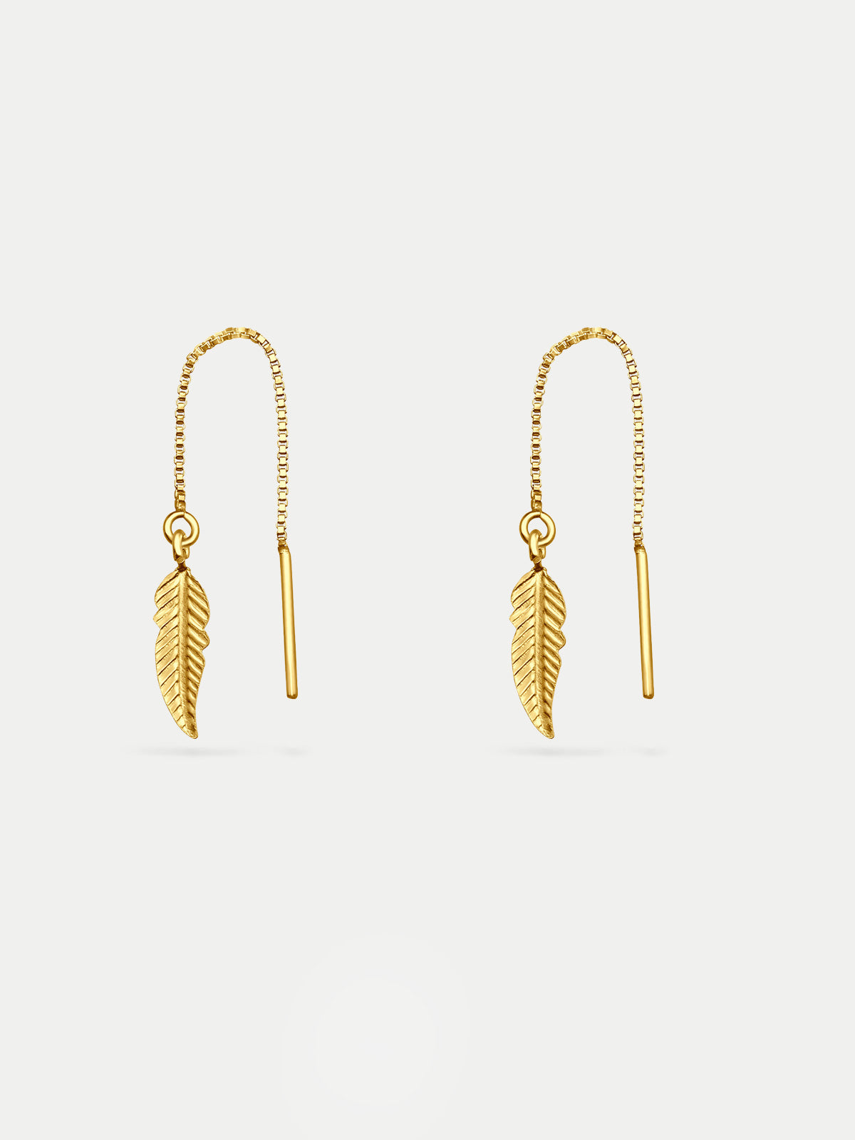 Sterling_Silver_Feather_Thread_Drop_Earring_Gold-Image_1.jpg Sterling Silver Feather Thread Drop Earring - Image 1