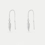 Sterling Silver Feather Thread Drop Earring