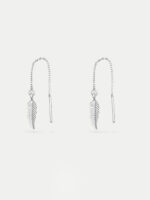 Sterling Silver Feather Thread Drop Earring
