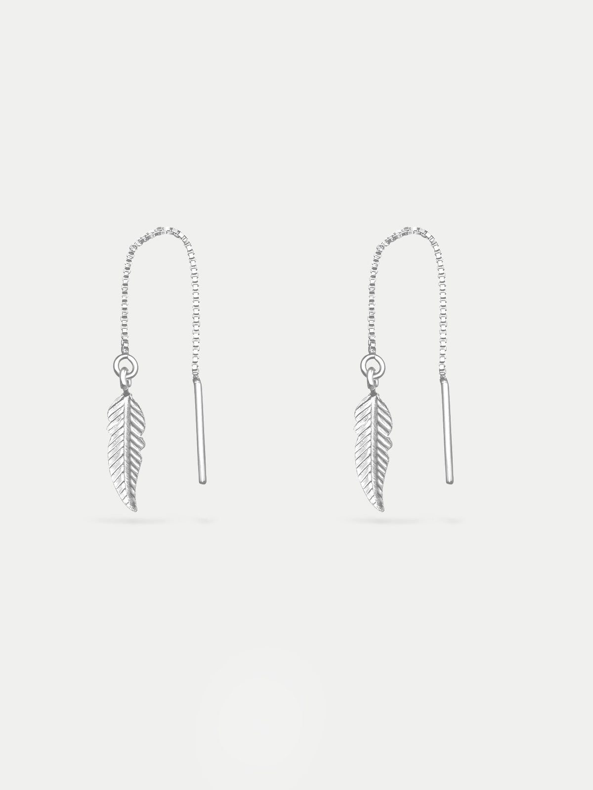 Sterling_Silver_Feather_Thread_Drop_Earring_Silver-Image_1.jpg Sterling Silver Feather Thread Drop Earring - Image 1
