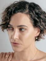 Sterling Silver Gold Plated Eye Hoop Drop Earrings - Image 2