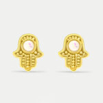 Sterling Silver Gold Plated Opal Hamsa Stud Earrings