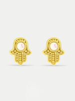 Sterling Silver Gold Plated Opal Hamsa Stud Earrings
