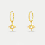 Sterling Silver Gold Plated Star Gem Ear Hoops