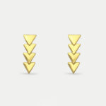Sterling Silver Gold Plated Triangle Drop Stud Earrings