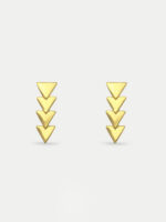 Sterling Silver Gold Plated Triangle Drop Stud Earrings