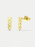 Sterling Silver Gold Plated Triangle Drop Stud Earrings - Image 2
