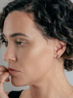 Sterling Silver Gold Plated Triangle Drop Stud Earrings - Image 3