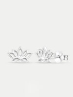 Sterling Silver Lotus Stud Earrings - Image 2