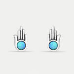 Sterling Silver Opal Hamsa Stud Earrings