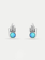 Sterling Silver Opal Hamsa Stud Earrings
