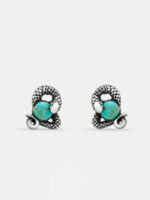 Sterling Silver Snake and Stone Stud Earrings