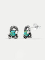 Sterling Silver Snake and Stone Stud Earrings - Image 2
