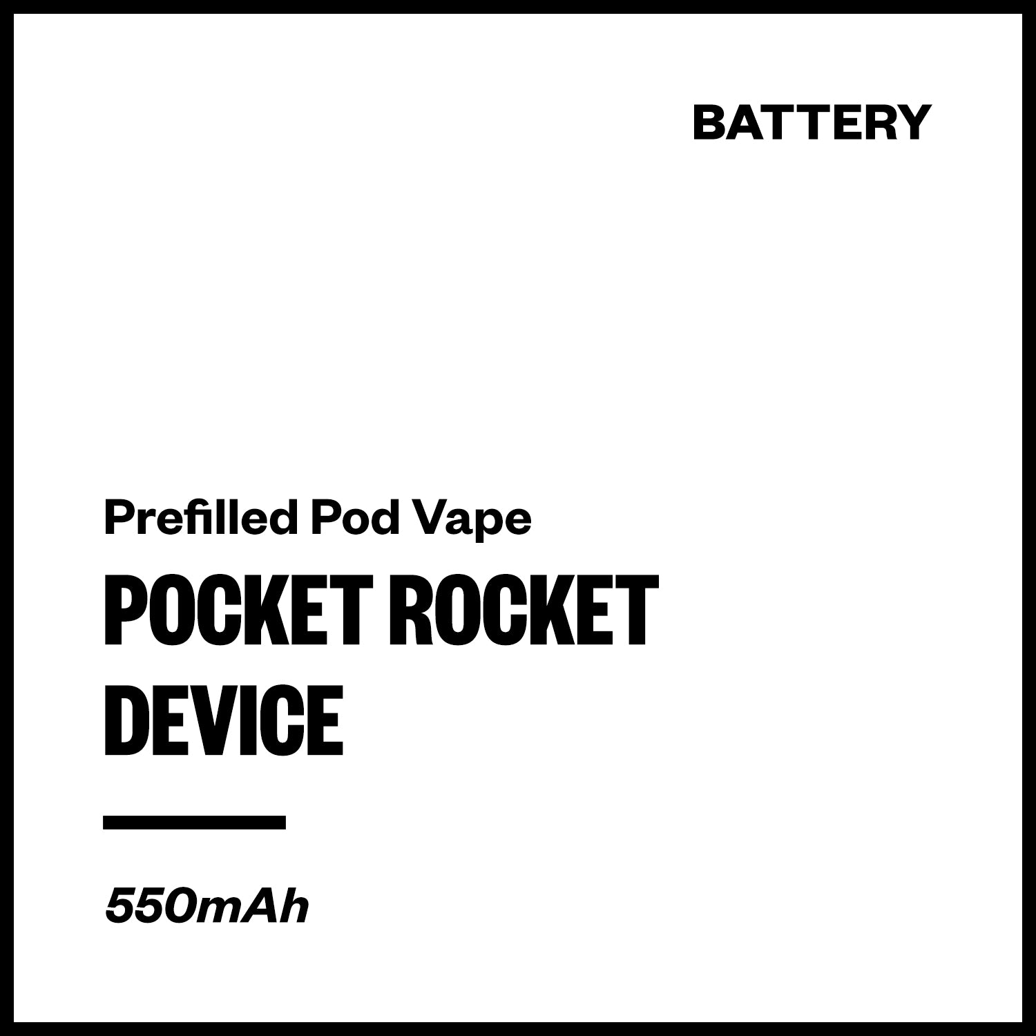 pocket-rocket-battery.jpg Pocket Rocket Prefilled Pod Vape (Battery Only) - Image 1